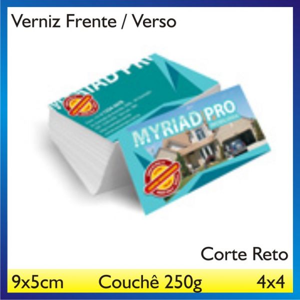 1.000 Cartões - 9x5cm - 4x4 - Verniz Total Frente/Verso